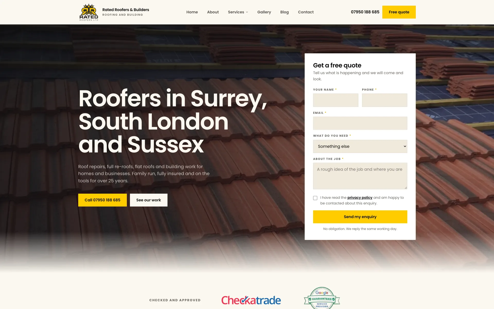 Rated Roofers & Builders desktop screenshot